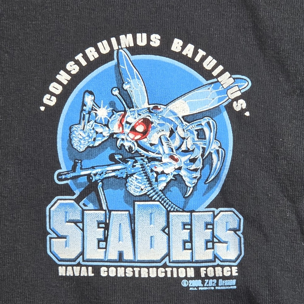 7.62 Design Seabees T Shirt Mens M Black Navy We Build We Fight Military Graphic